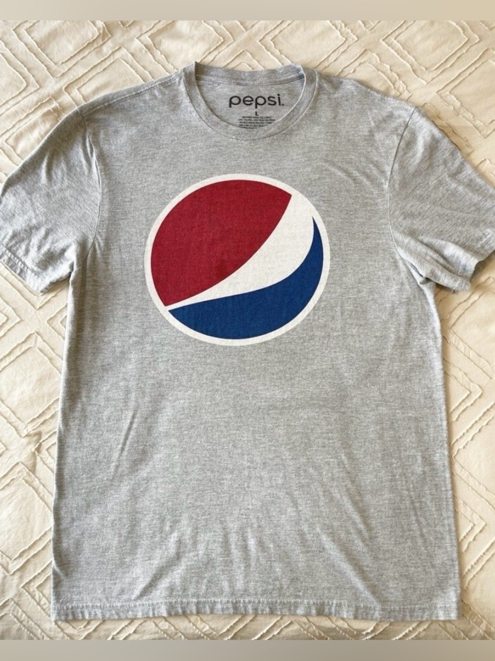 Pepsi Graphic Logo Short Sleeve T-Shirt Light
Gray Size Large